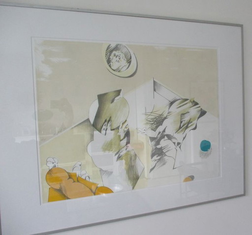Kleurenlitho van Pierre van Soest – lithos zeefdrukken, Paper, Abstract (photo 2 of 10)