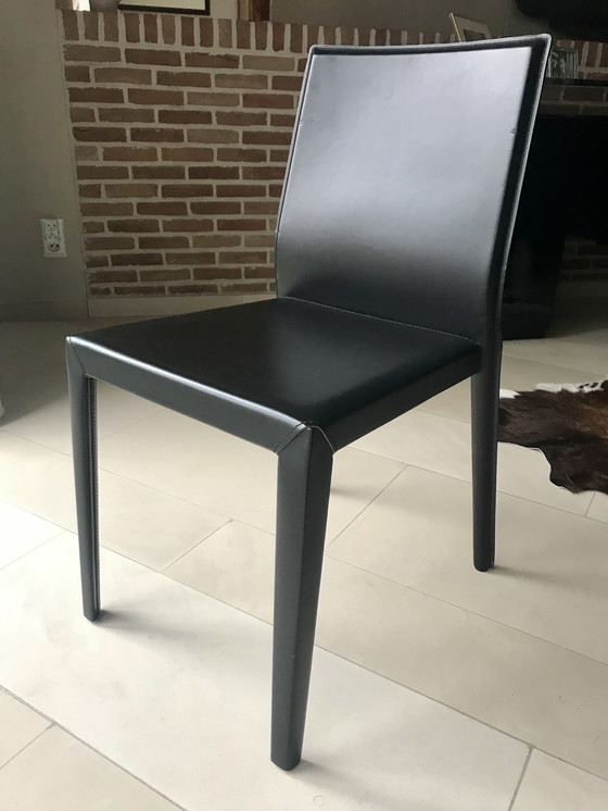 Image 1 of Set van 6 volledig lederen eetkamerstoelen