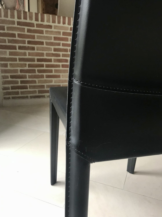 Image 1 of Set van 6 volledig lederen eetkamerstoelen