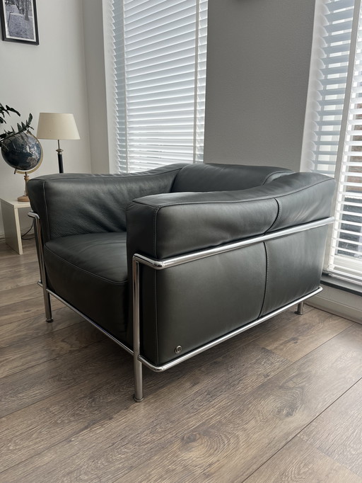 Natuzzi fauteuil stoel buisframe antraciet grijs