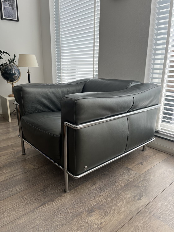 Image 1 of Natuzzi fauteuil stoel buisframe antraciet grijs