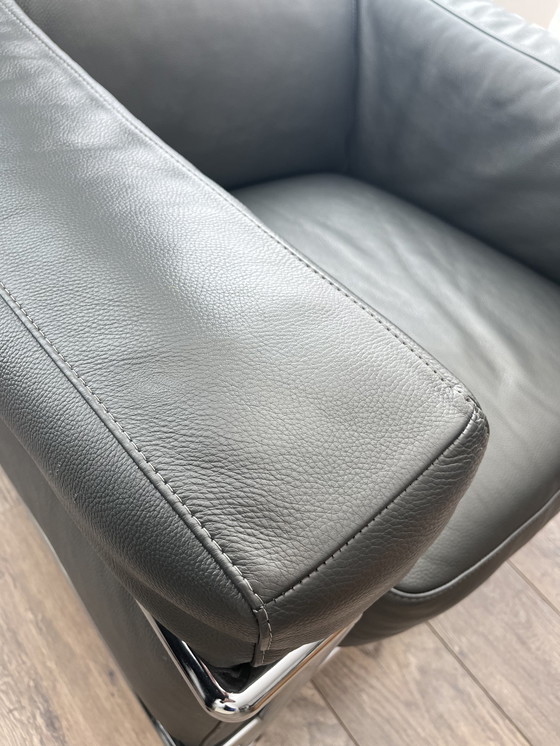 Image 1 of Natuzzi fauteuil stoel buisframe antraciet grijs