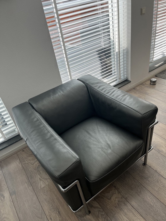 Image 1 of Natuzzi fauteuil stoel buisframe antraciet grijs