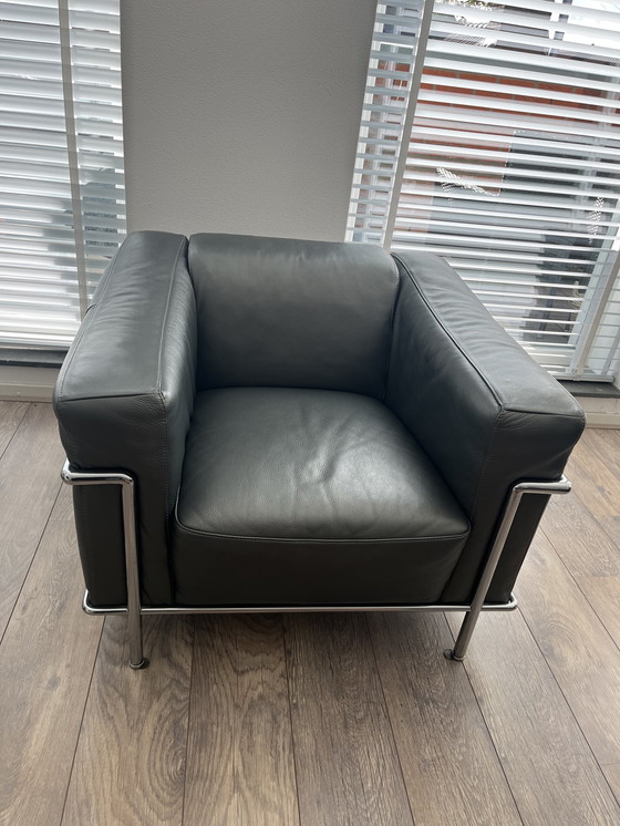 Image 1 of Natuzzi fauteuil stoel buisframe antraciet grijs