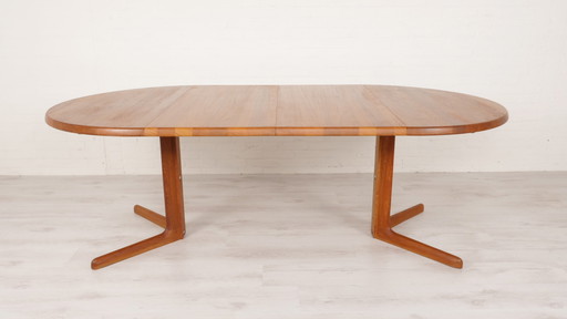 Vintage ronde massief teakhouten eettafel 217 cm