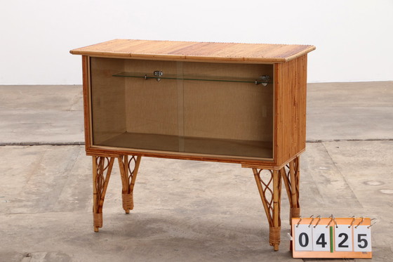 Image 1 of Vintage Franse Bamboe bar of vitrinekast jaren60s.