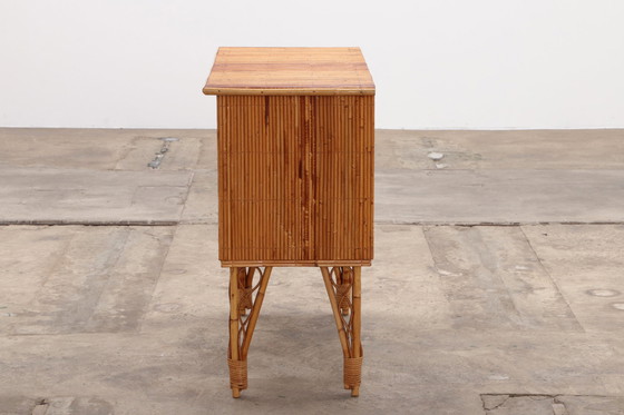 Image 1 of Vintage Franse Bamboe bar of vitrinekast jaren60s.