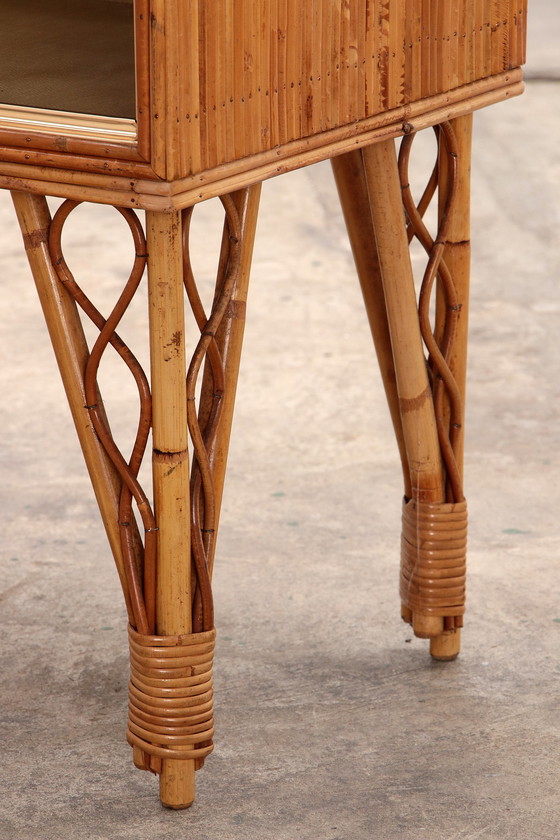 Image 1 of Vintage Franse Bamboe bar of vitrinekast jaren60s.