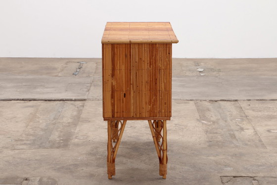 Image 1 of Vintage Franse Bamboe bar of vitrinekast jaren60s.