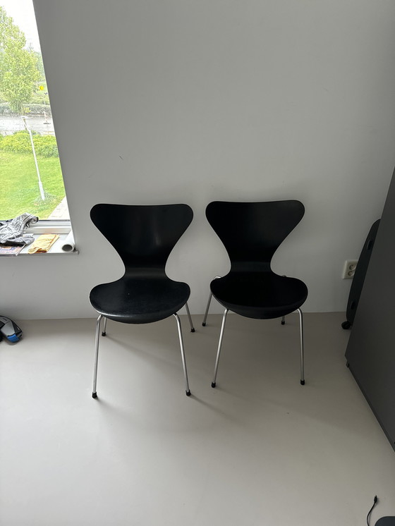 Image 1 of 2x Fritz Hansen Vlinderstoel Retro Zwart Essen