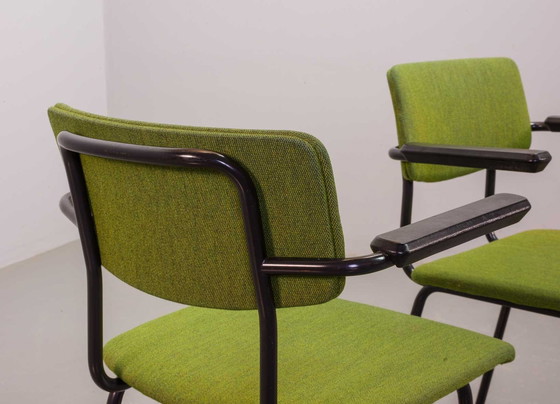 Image 1 of Dutch Design Levendig Groene Gispen Eetkamerstoelen Model 1235 Door André Cordemeyer. Set van 6. Nederland, 1960S.