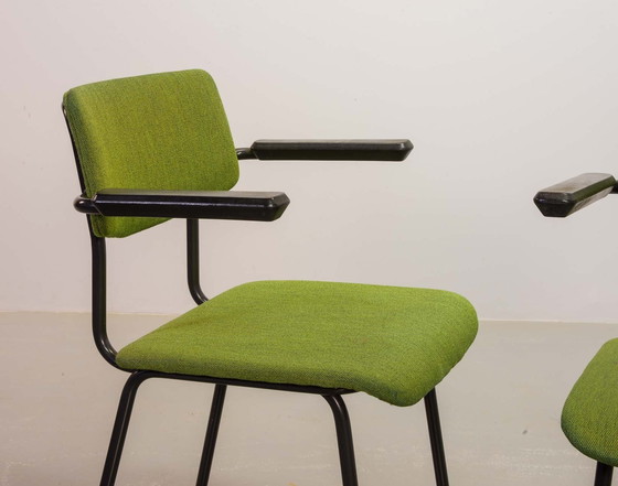 Image 1 of Dutch Design Levendig Groene Gispen Eetkamerstoelen Model 1235 Door André Cordemeyer. Set van 6. Nederland, 1960S.