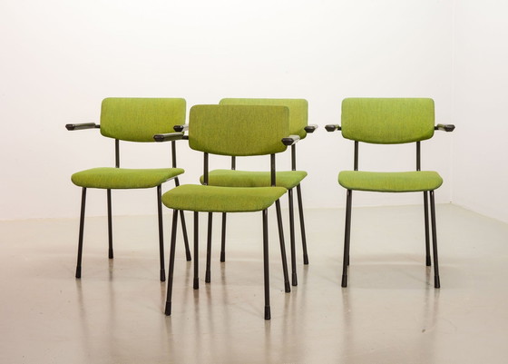 Image 1 of Dutch Design Levendig Groene Gispen Eetkamerstoelen Model 1235 Door André Cordemeyer. Set van 6. Nederland, 1960S.