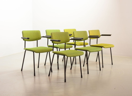 Image 1 of Dutch Design Levendig Groene Gispen Eetkamerstoelen Model 1235 Door André Cordemeyer. Set van 6. Nederland, 1960S.