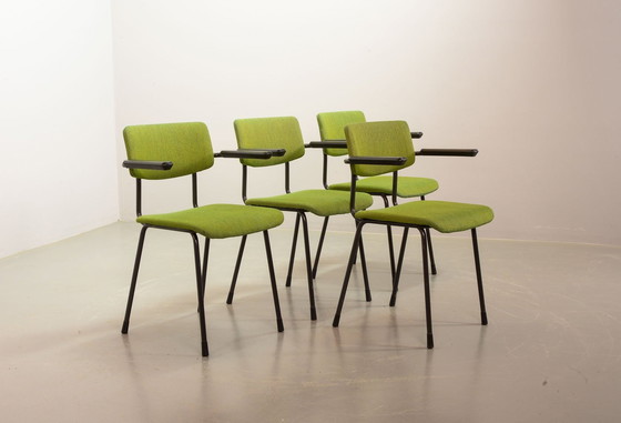 Image 1 of Dutch Design Levendig Groene Gispen Eetkamerstoelen Model 1235 Door André Cordemeyer. Set van 6. Nederland, 1960S.