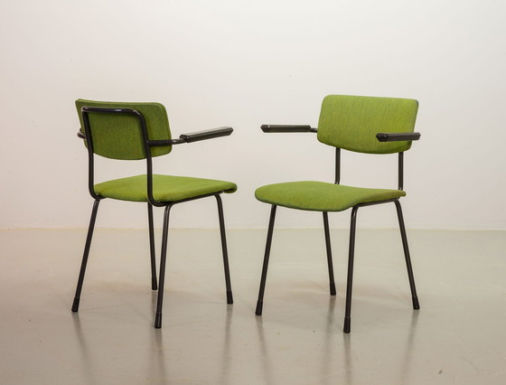 Image 1 of Dutch Design Levendig Groene Gispen Eetkamerstoelen Model 1235 Door André Cordemeyer. Set van 6. Nederland, 1960S.