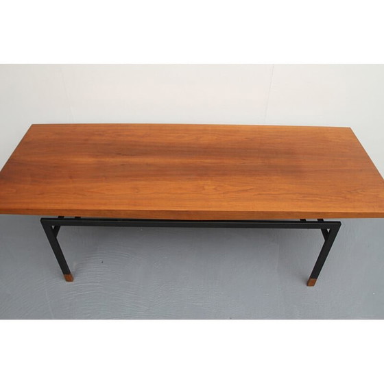 Image 1 of Vintage walnoot en metalen salontafel, Duitsland 1960