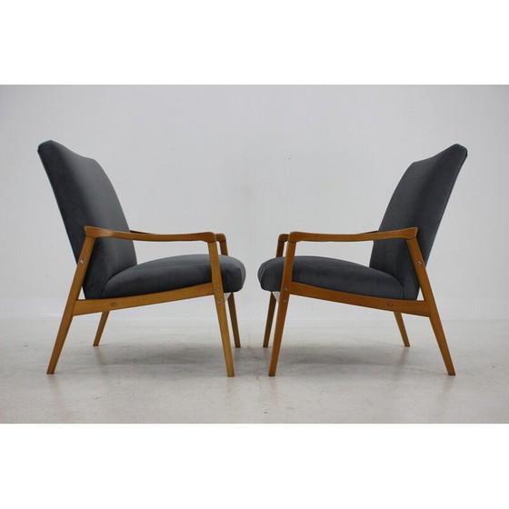 Image 1 of Paar vintage beukenhouten fauteuils, Tsjecho-Slowakije 1970
