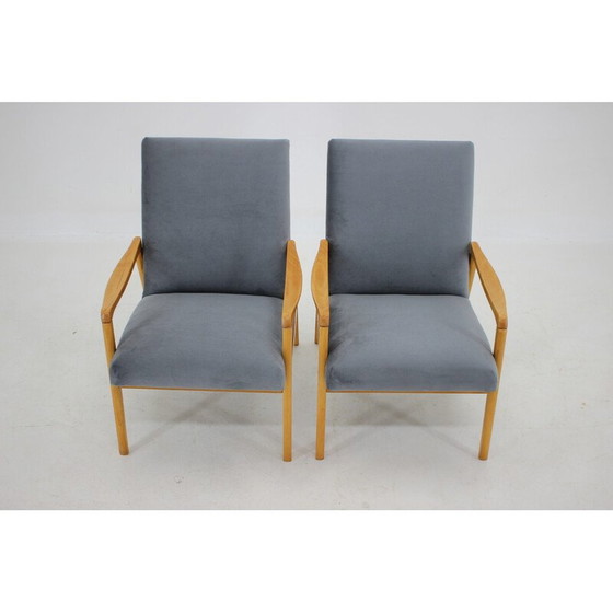 Image 1 of Paar vintage beukenhouten fauteuils, Tsjecho-Slowakije 1970
