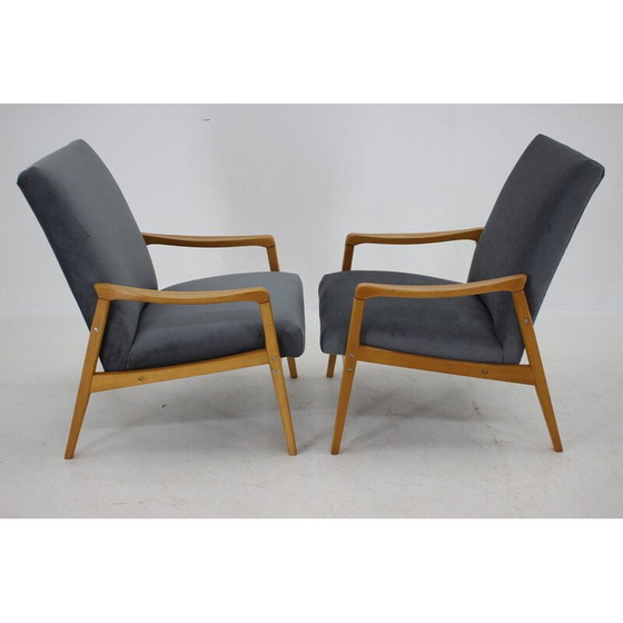 Image 1 of Paar vintage beukenhouten fauteuils, Tsjecho-Slowakije 1970