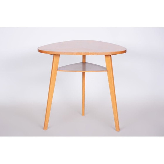 Image 1 of Mid century bijzettafel van beuken- en eikenhout, 1950