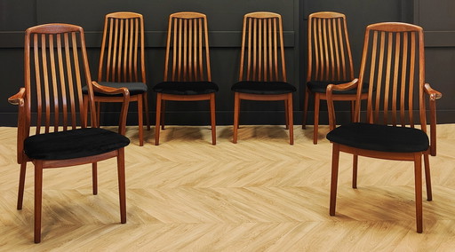 6x mid century eettafel stoelen