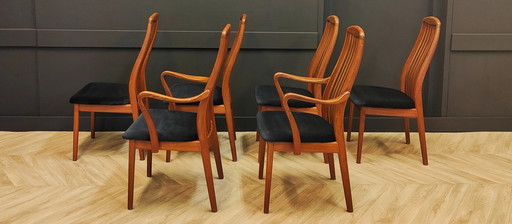 6x mid century eettafel stoelen