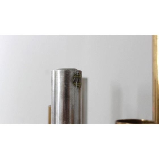 Image 1 of Paar vintage messing en aluminium buislampen van Stilnovo, 1950