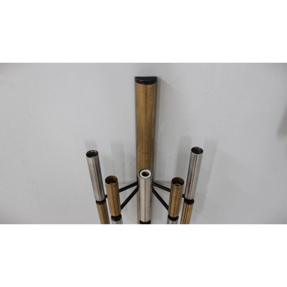 Image 1 of Paar vintage messing en aluminium buislampen van Stilnovo, 1950