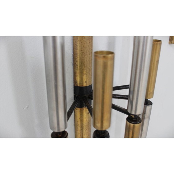 Image 1 of Paar vintage messing en aluminium buislampen van Stilnovo, 1950