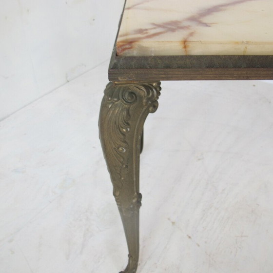 Image 1 of Vintage Regency marmeren en messing bijzettafel, 1950