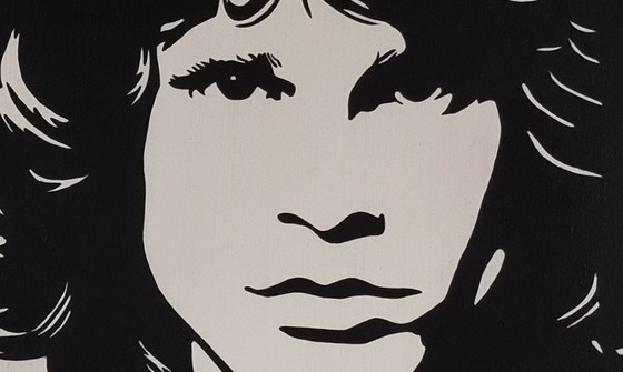 Image 1 of Frances Eckhardt - Schilderij The Doors Jim Morrison 50X50 Cm