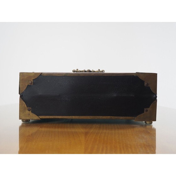 Image 1 of Vintage leren sigarenkistje sieradenkistje, 1900