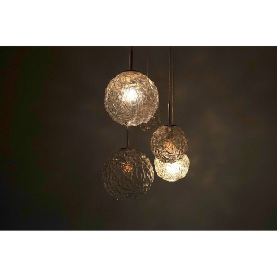 Image 1 of Grote Mid Century Frosted Glass Cascade Plafondlamp van Doria, jaren 1960