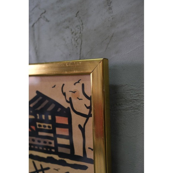 Image 1 of Vintage modern aquarelschilderij door Raymond Johansson, Zweden 1960