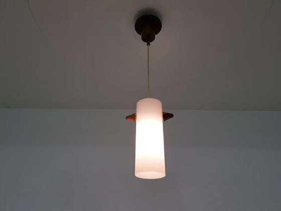 Image 1 of Deense hanglamp glas en hout