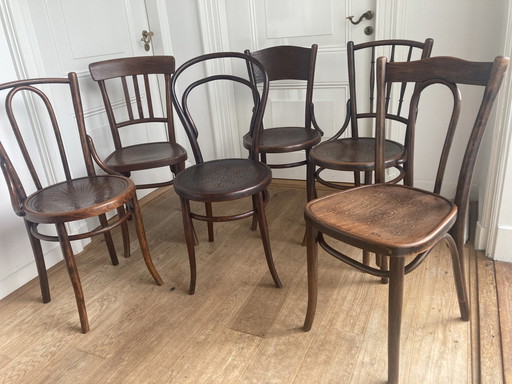 6x Thonet + Vintage stoelen