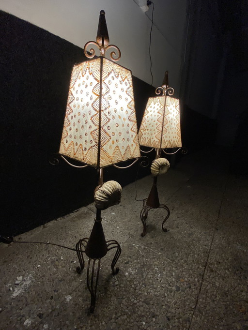 2x Vintage Grote Ijzeren Texaanse Lampen