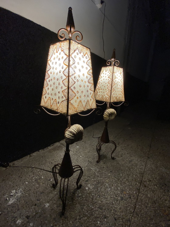 Image 1 of 2x Vintage Grote Ijzeren Texaanse Lampen