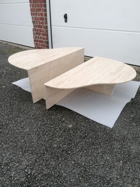 Image 1 of 2x Vintage travertin salontafel