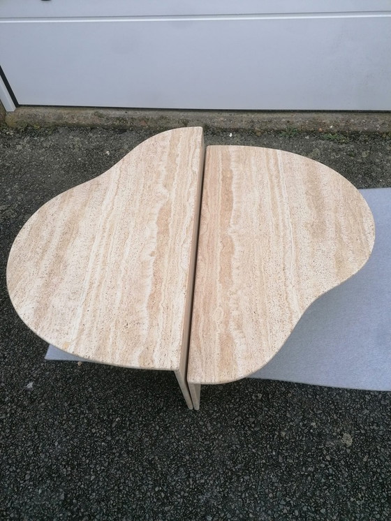 Image 1 of 2x Vintage travertin salontafel