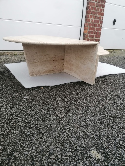 2x Vintage travertin salontafel