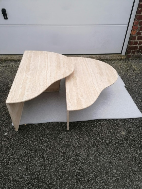 Image 1 of 2x Vintage travertin salontafel