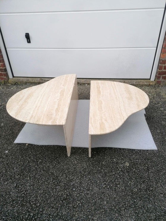 Image 1 of 2x Vintage travertin salontafel