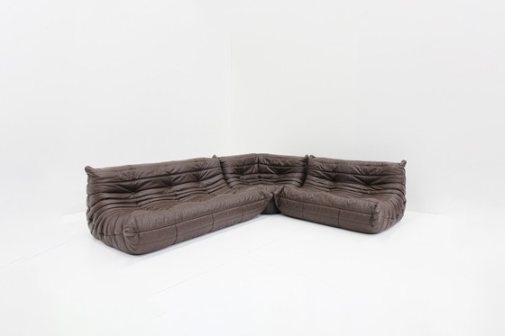 Image 1 of Originele Togo Sofa Set Bruin Leer Ligne Roset 