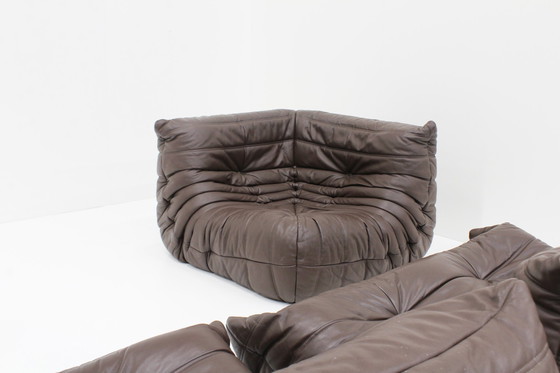 Image 1 of Originele Togo Sofa Set Bruin Leer Ligne Roset 