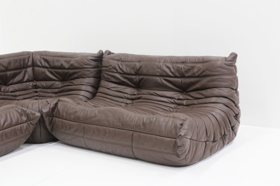 Image 1 of Originele Togo Sofa Set Bruin Leer Ligne Roset 