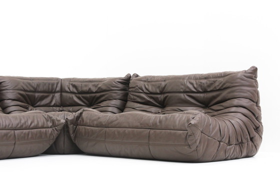 Image 1 of Originele Togo Sofa Set Bruin Leer Ligne Roset 