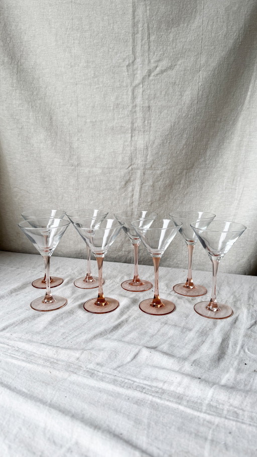 8X Roze Champagne Coupe / Martini Glas, Luminarc