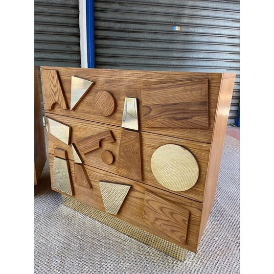 Image 1 of Paar vintage ladenkasten van messing en ketting, 1972